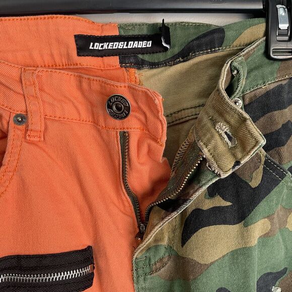 Locked Loaded Jeans Men 36X30 Denim Camo Mid Rise Skinny Zipper Pocket Moto Army - Picture 8 of 16